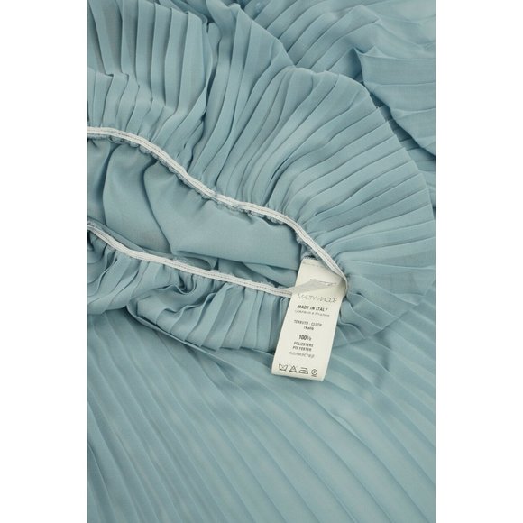 New Marta Palmieri Women Size 40 Sheer Chiffon Sky Blue Sleeveless Ruffle Blouse - Picture 7 of 10